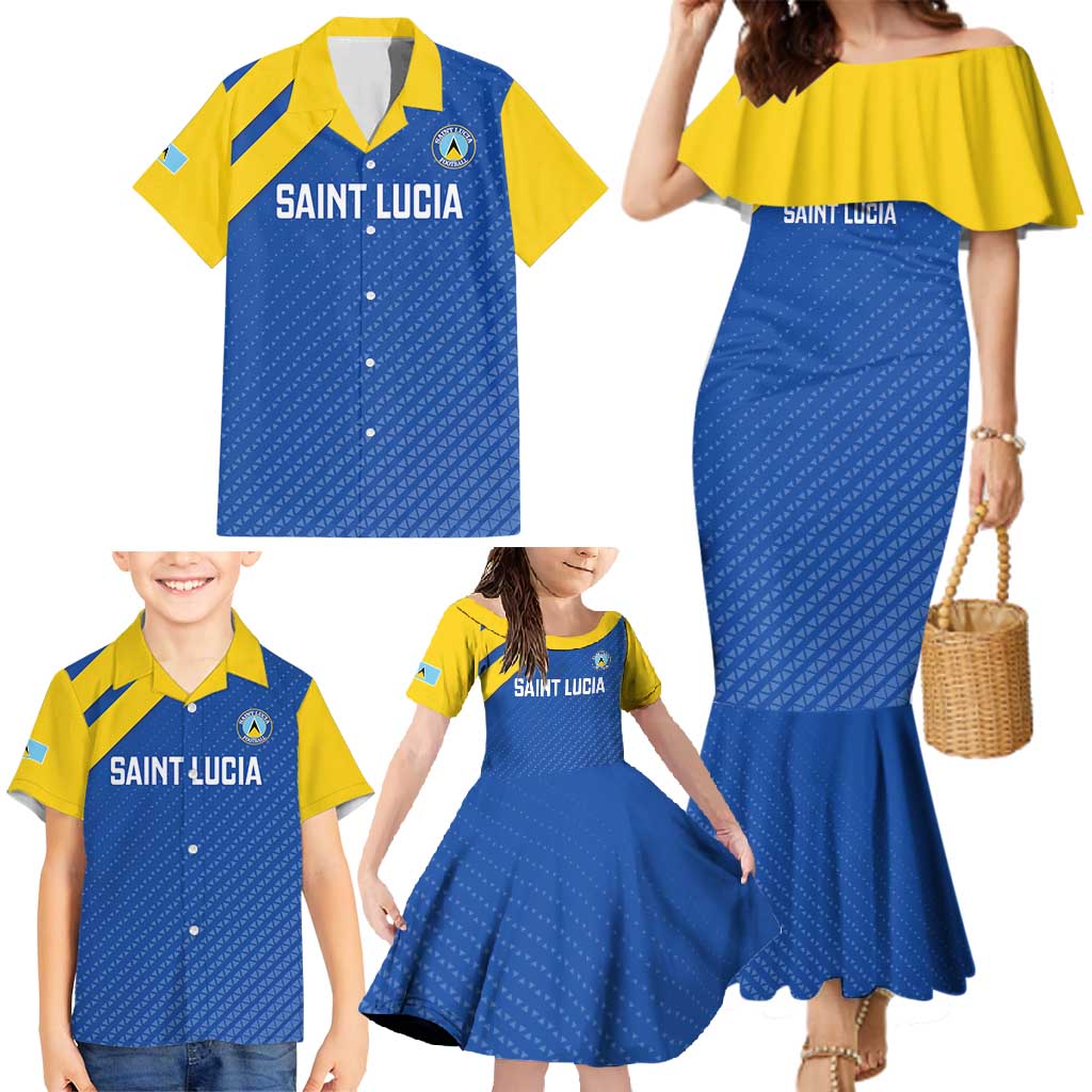 Custom Saint Lucia Football Family Matching Mermaid Dress and Hawaiian Shirt 2025 Go Champions - Wonder Print Shop