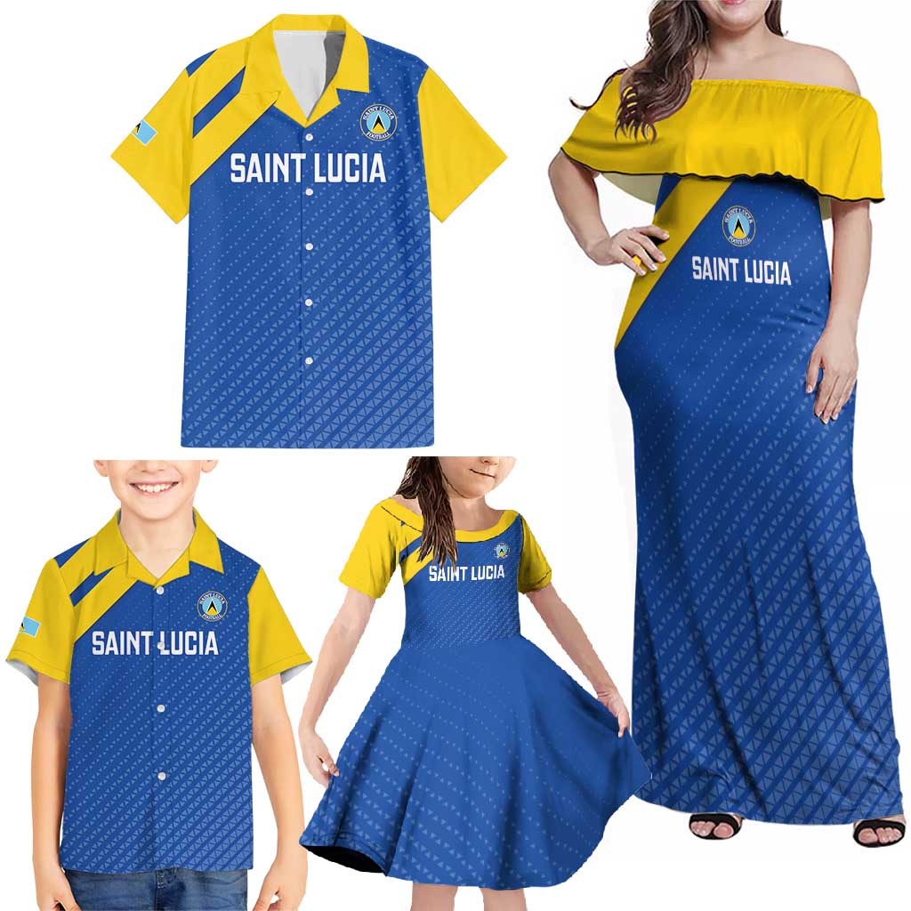 Custom Saint Lucia Football Family Matching Off Shoulder Maxi Dress and Hawaiian Shirt 2025 Go Champions - Wonder Print Shop