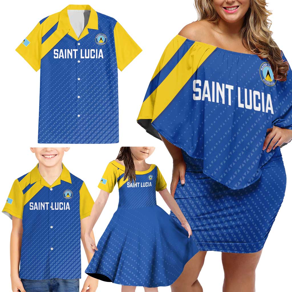 Custom Saint Lucia Football Family Matching Off Shoulder Short Dress and Hawaiian Shirt 2025 Go Champions - Wonder Print Shop