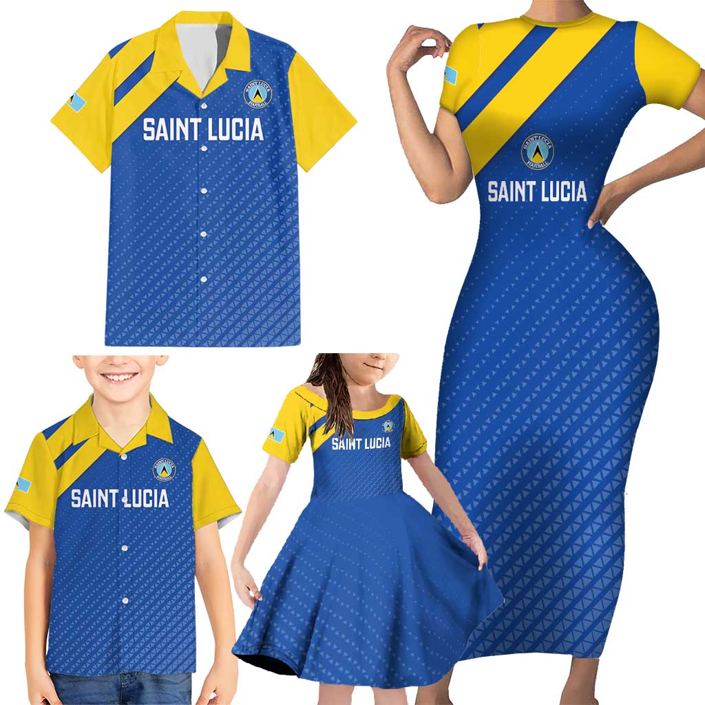 Custom Saint Lucia Football Family Matching Short Sleeve Bodycon Dress and Hawaiian Shirt 2025 Go Champions - Wonder Print Shop