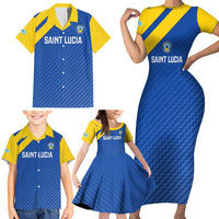 Custom Saint Lucia Football Family Matching Short Sleeve Bodycon Dress and Hawaiian Shirt 2025 Go Champions - Wonder Print Shop