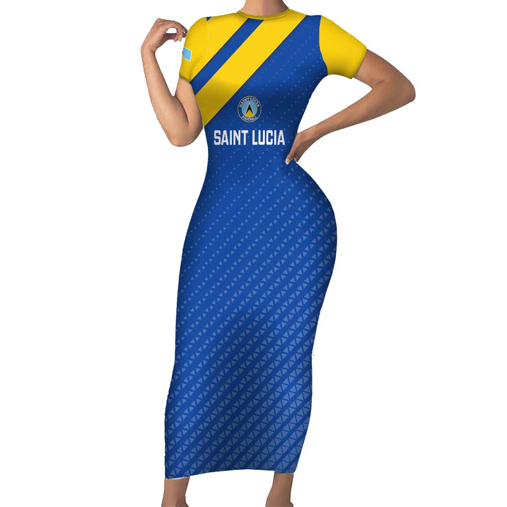 Custom Saint Lucia Football Family Matching Short Sleeve Bodycon Dress and Hawaiian Shirt 2025 Go Champions - Wonder Print Shop