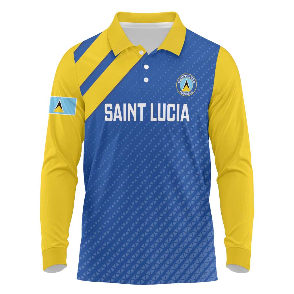 Custom Saint Lucia Football Long Sleeve Polo Shirt 2025 Go Champions - Wonder Print Shop