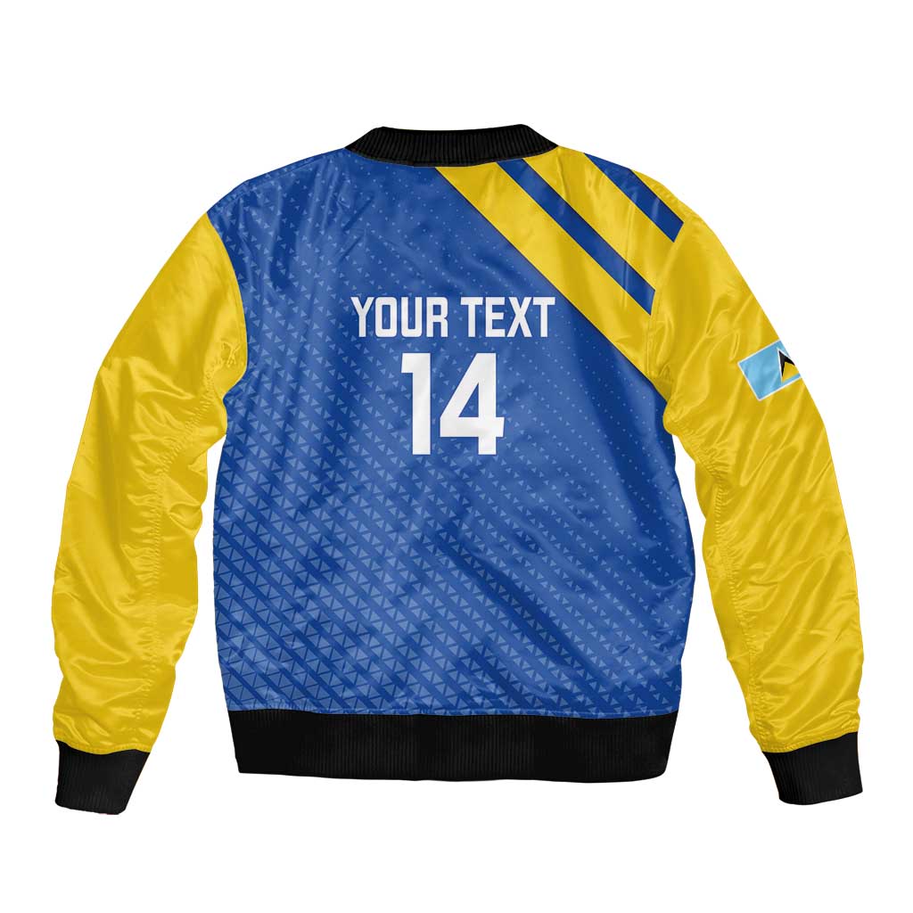 Custom Saint Lucia Football Sleeve Zip Bomber Jacket 2025 Go Champions - Wonder Print Shop