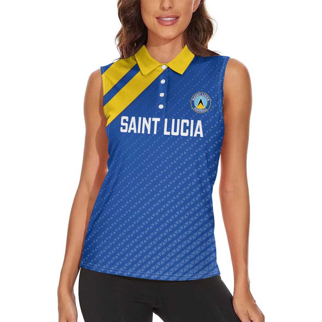 Custom Saint Lucia Football Women Sleeveless Polo Shirt 2025 Go Champions - Wonder Print Shop