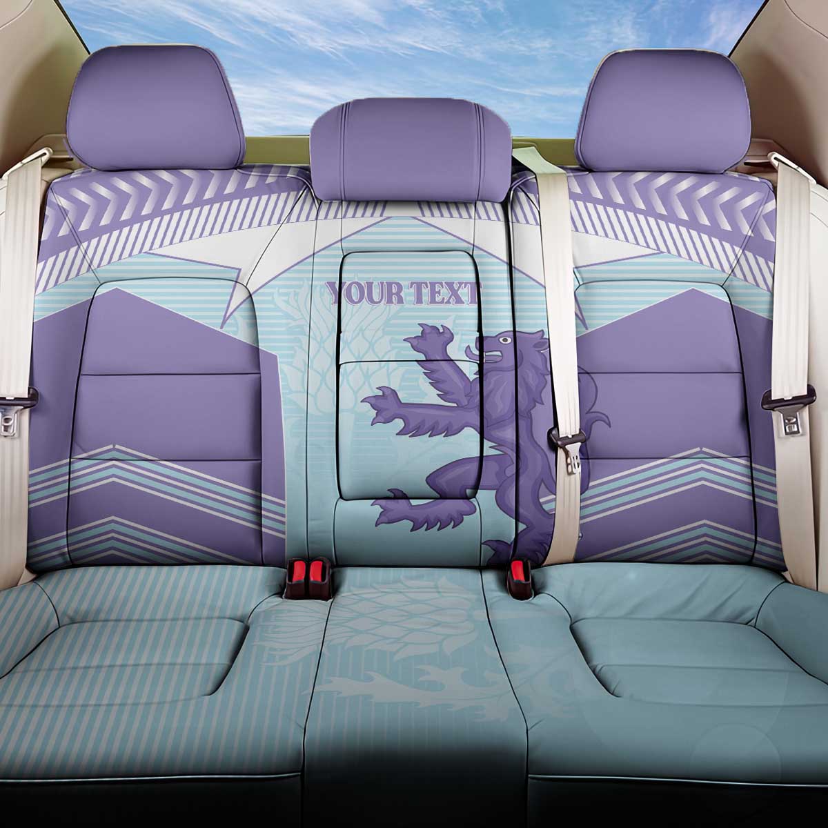 Scotland Football Custom Back Car Seat Cover 2026 Come On Scottish Dragon Thistle Cyan - Wonder Print Shop