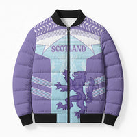 Scotland Football Custom Bomber Puffer Jacket 2026 Come On Scottish Dragon Thistle Cyan - Wonder Print Shop