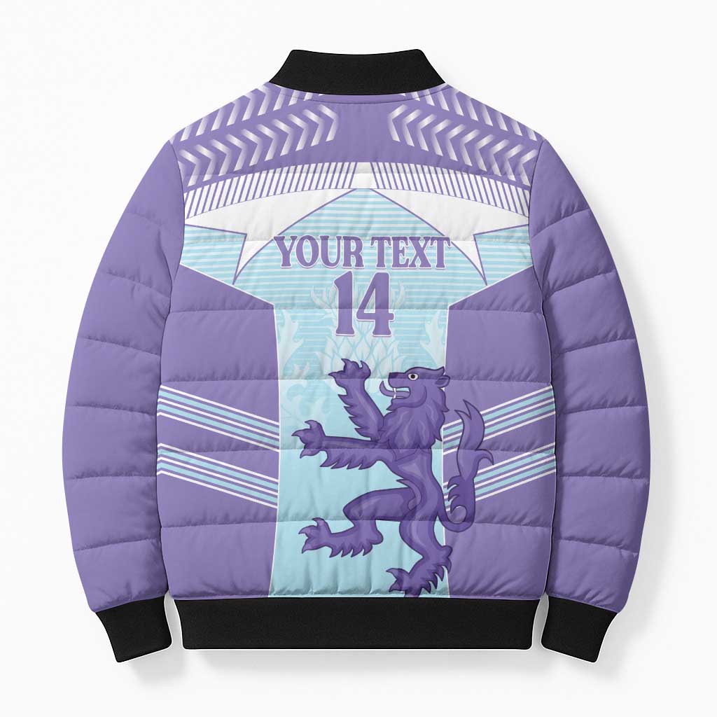 Scotland Football Custom Bomber Puffer Jacket 2026 Come On Scottish Dragon Thistle Cyan - Wonder Print Shop