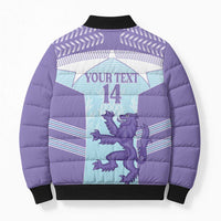 Scotland Football Custom Bomber Puffer Jacket 2026 Come On Scottish Dragon Thistle Cyan - Wonder Print Shop