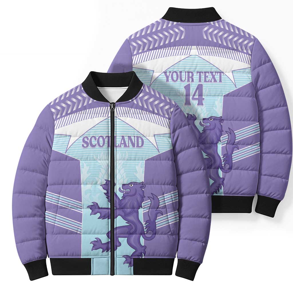 Scotland Football Custom Bomber Puffer Jacket 2026 Come On Scottish Dragon Thistle Cyan - Wonder Print Shop