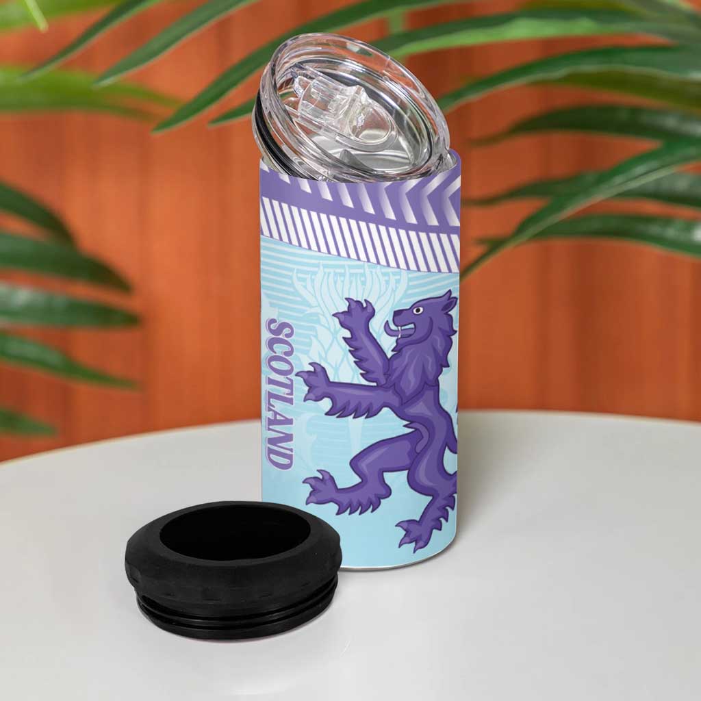 Scotland Football Custom 4 in 1 Can Cooler Tumbler 2026 Come On Scottish Dragon Thistle Cyan - Wonder Print Shop