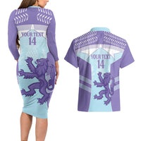 Scotland Football Custom Couples Matching Long Sleeve Bodycon Dress and Hawaiian Shirt 2026 Come On Scottish Dragon Thistle Cyan - Wonder Print Shop