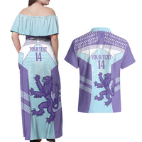 Scotland Football Custom Couples Matching Off Shoulder Maxi Dress and Hawaiian Shirt 2026 Come On Scottish Dragon Thistle Cyan - Wonder Print Shop