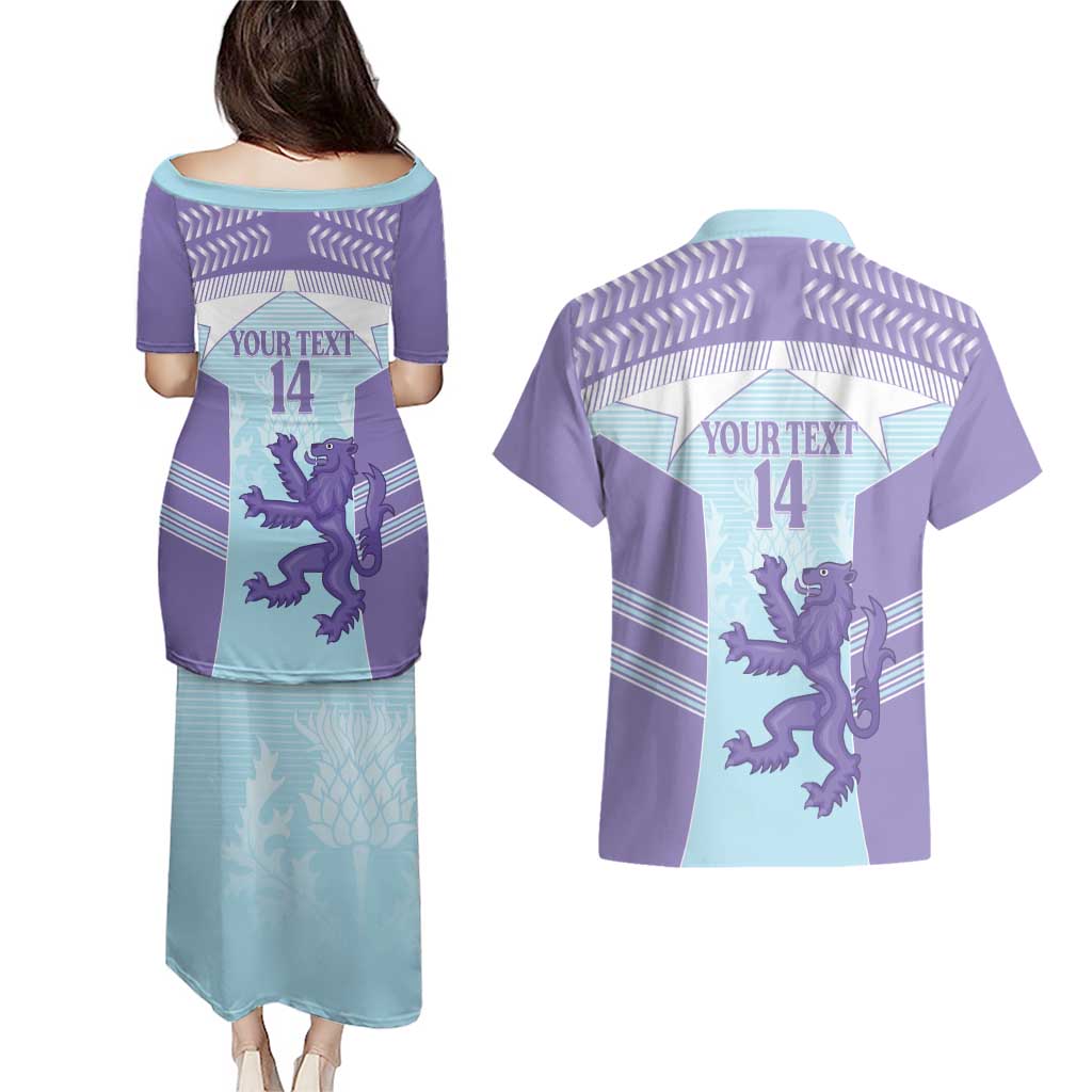 Scotland Football Custom Couples Matching Puletasi and Hawaiian Shirt 2026 Come On Scottish Dragon Thistle Cyan - Wonder Print Shop