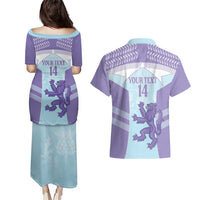 Scotland Football Custom Couples Matching Puletasi and Hawaiian Shirt 2026 Come On Scottish Dragon Thistle Cyan - Wonder Print Shop