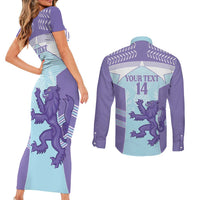 Scotland Football Custom Couples Matching Short Sleeve Bodycon Dress and Long Sleeve Button Shirt 2026 Come On Scottish Dragon Thistle Cyan - Wonder Print Shop