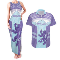 Scotland Football Custom Couples Matching Tank Maxi Dress and Hawaiian Shirt 2026 Come On Scottish Dragon Thistle Cyan - Wonder Print Shop