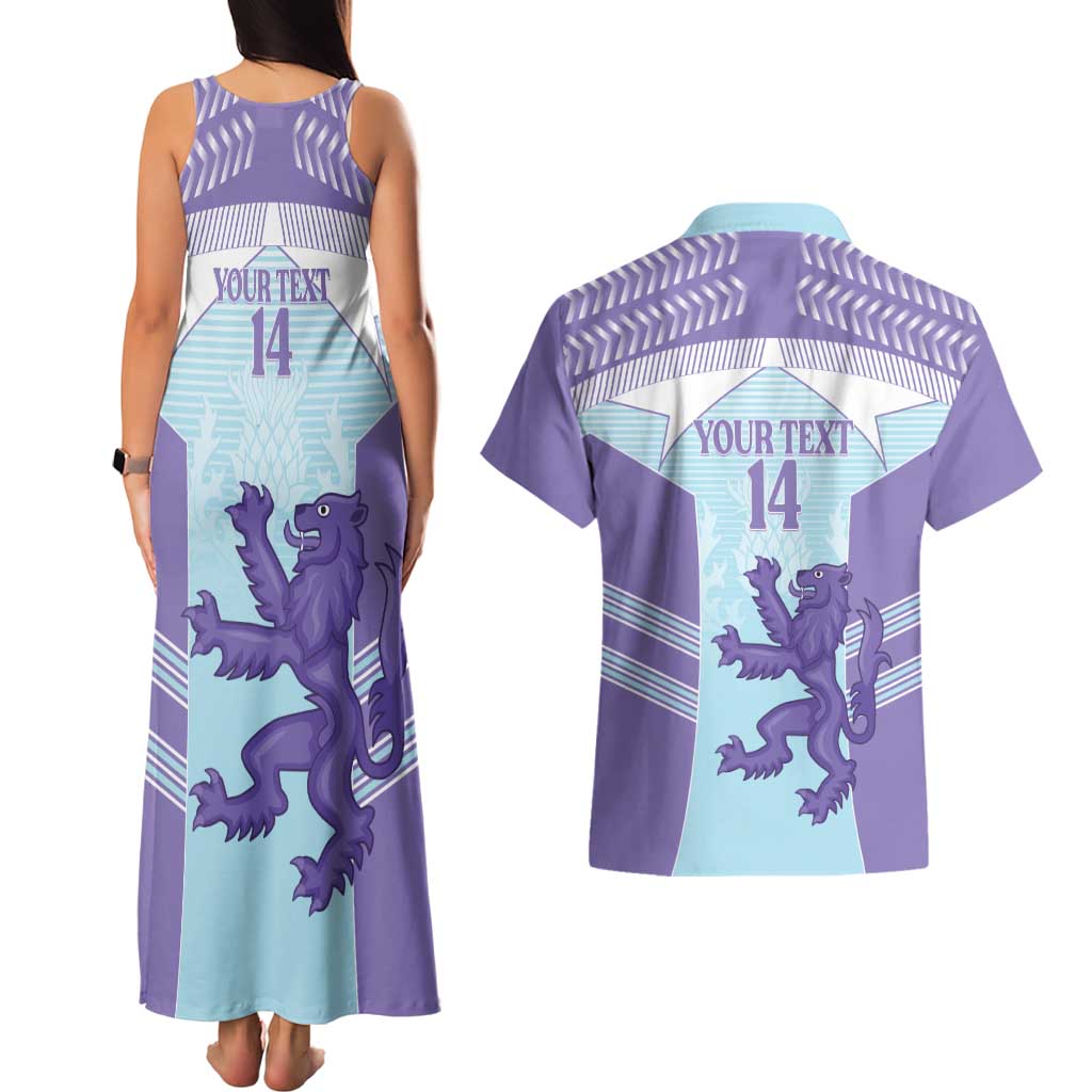 Scotland Football Custom Couples Matching Tank Maxi Dress and Hawaiian Shirt 2026 Come On Scottish Dragon Thistle Cyan - Wonder Print Shop