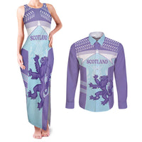 Scotland Football Custom Couples Matching Tank Maxi Dress and Long Sleeve Button Shirt 2026 Come On Scottish Dragon Thistle Cyan - Wonder Print Shop