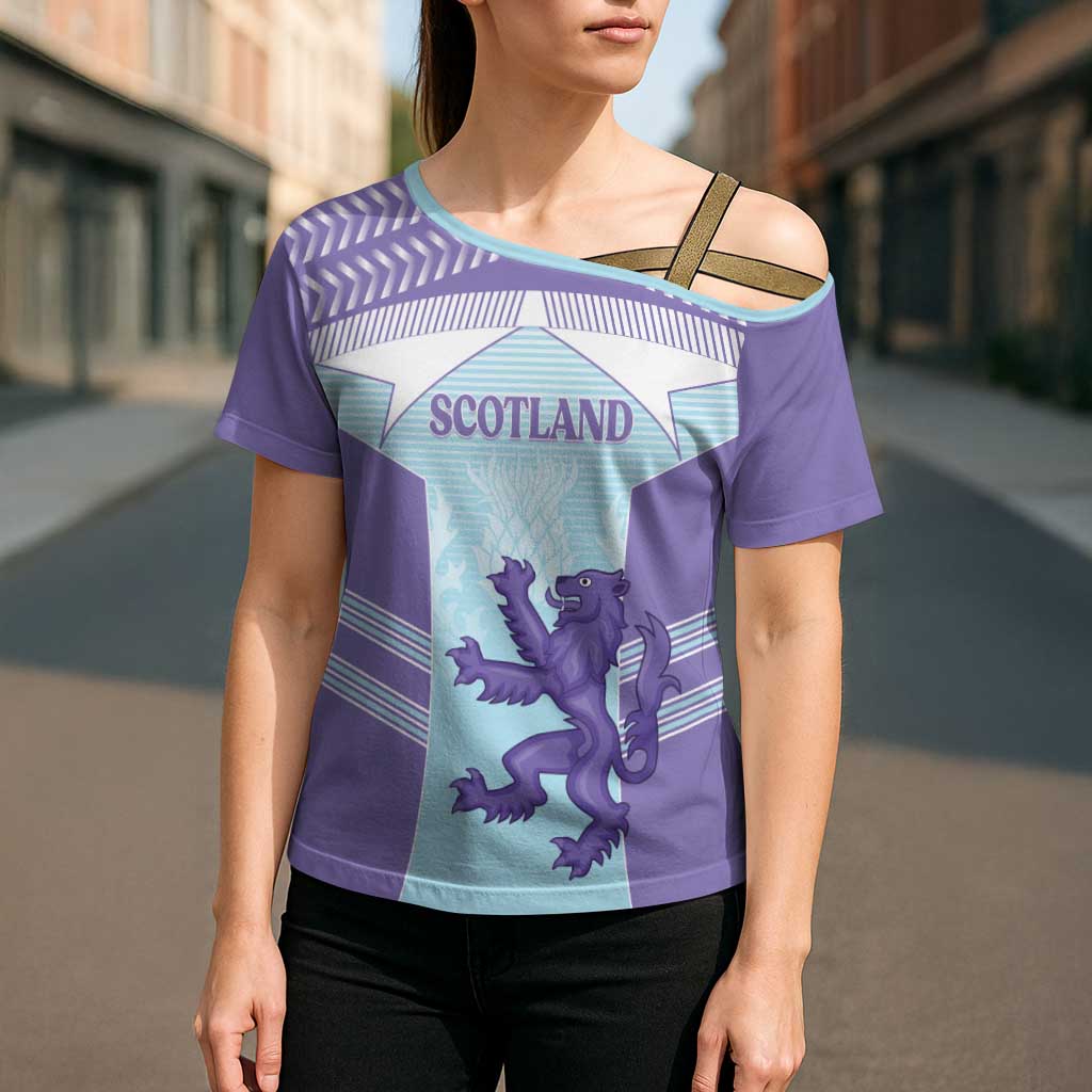 Scotland Football Custom Cross Shoulder Shirt 2026 Come On Scottish Dragon Thistle Cyan - Wonder Print Shop