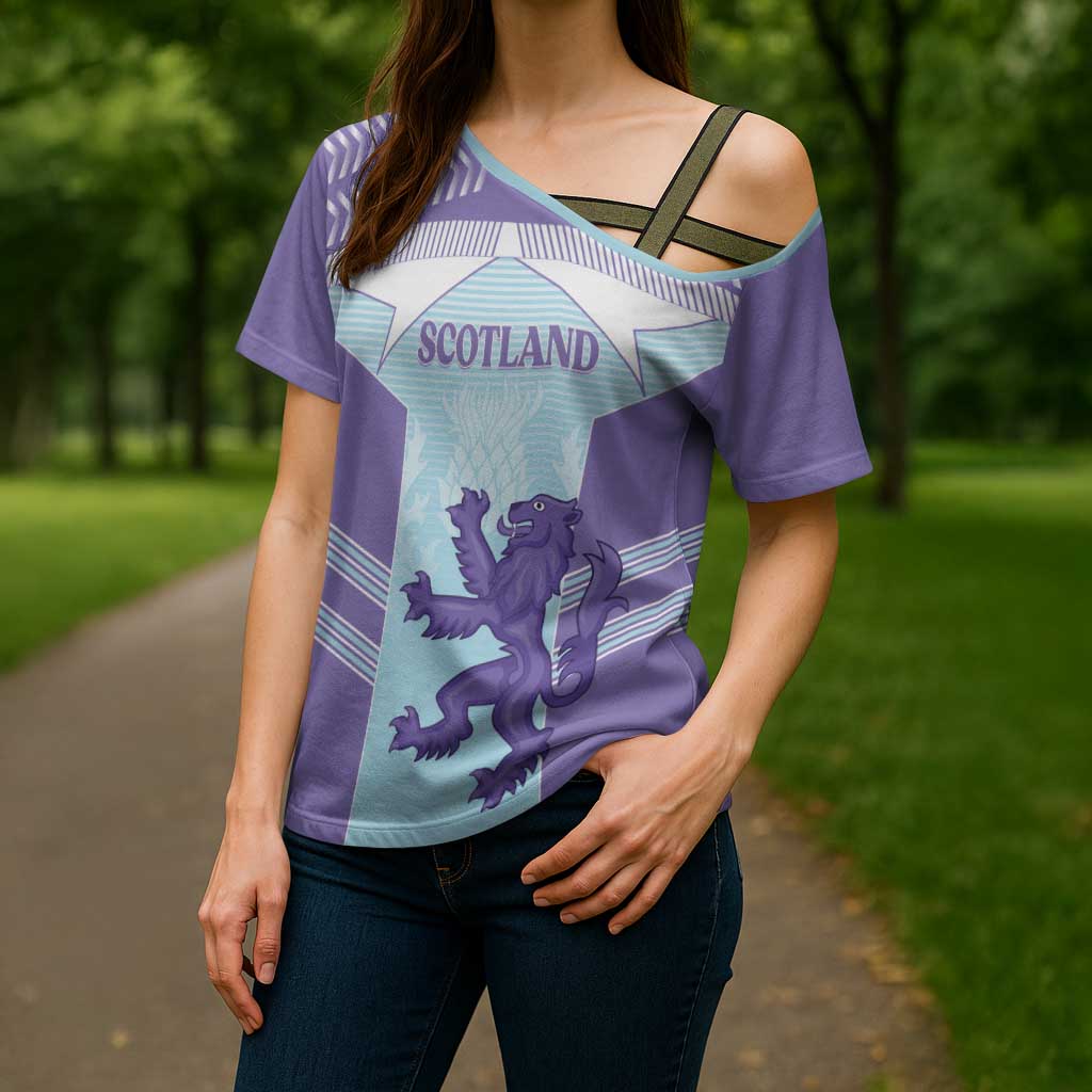 Scotland Football Custom Cross Shoulder Shirt 2026 Come On Scottish Dragon Thistle Cyan - Wonder Print Shop
