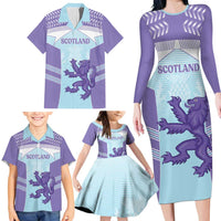 Scotland Football Custom Family Matching Long Sleeve Bodycon Dress and Hawaiian Shirt 2026 Come On Scottish Dragon Thistle Cyan - Wonder Print Shop
