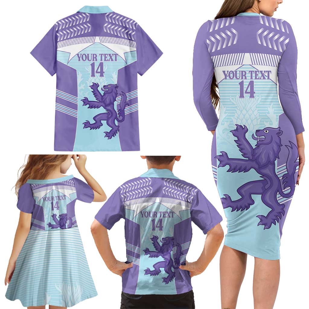 Scotland Football Custom Family Matching Long Sleeve Bodycon Dress and Hawaiian Shirt 2026 Come On Scottish Dragon Thistle Cyan - Wonder Print Shop