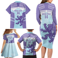 Scotland Football Custom Family Matching Long Sleeve Bodycon Dress and Hawaiian Shirt 2026 Come On Scottish Dragon Thistle Cyan - Wonder Print Shop