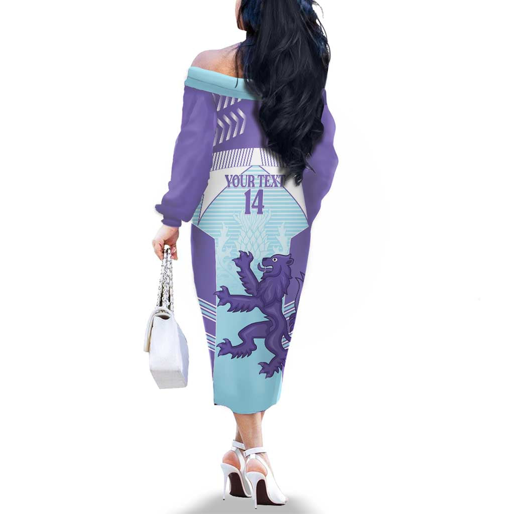 Scotland Football Custom Family Matching Off The Shoulder Long Sleeve Dress and Hawaiian Shirt 2026 Come On Scottish Dragon Thistle Cyan - Wonder Print Shop