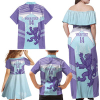 Scotland Football Custom Family Matching Off Shoulder Maxi Dress and Hawaiian Shirt 2026 Come On Scottish Dragon Thistle Cyan - Wonder Print Shop