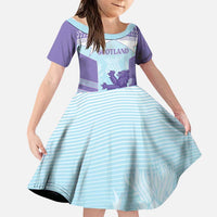 Scotland Football Custom Family Matching Off Shoulder Short Dress and Hawaiian Shirt 2026 Come On Scottish Dragon Thistle Cyan - Wonder Print Shop