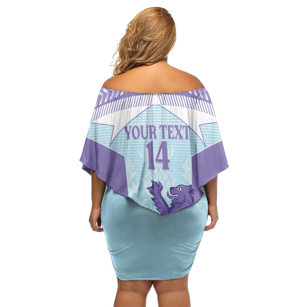 Scotland Football Custom Family Matching Off Shoulder Short Dress and Hawaiian Shirt 2026 Come On Scottish Dragon Thistle Cyan - Wonder Print Shop