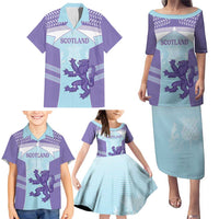 Scotland Football Custom Family Matching Puletasi and Hawaiian Shirt 2026 Come On Scottish Dragon Thistle Cyan - Wonder Print Shop