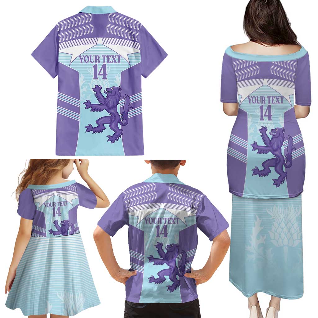 Scotland Football Custom Family Matching Puletasi and Hawaiian Shirt 2026 Come On Scottish Dragon Thistle Cyan - Wonder Print Shop