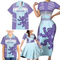 Scotland Football Custom Family Matching Short Sleeve Bodycon Dress and Hawaiian Shirt 2026 Come On Scottish Dragon Thistle Cyan - Wonder Print Shop