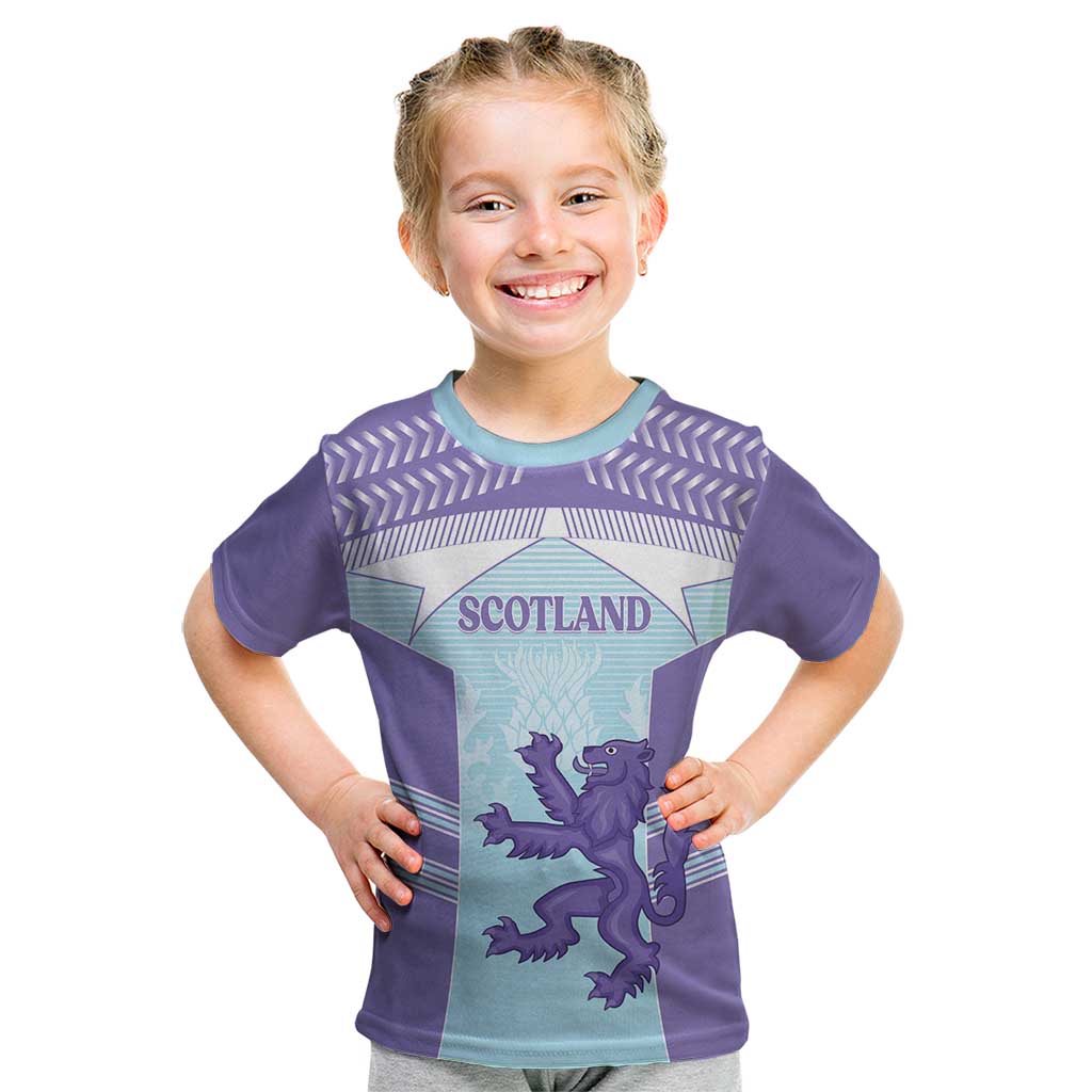 Scotland Football Custom Kid T Shirt 2026 Come On Scottish Dragon Thistle Cyan - Wonder Print Shop