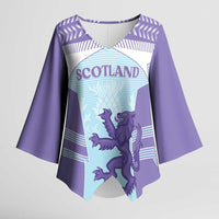 Scotland Football Custom Kimono Sleeve Blouse 2026 Come On Scottish Dragon Thistle Cyan - Wonder Print Shop
