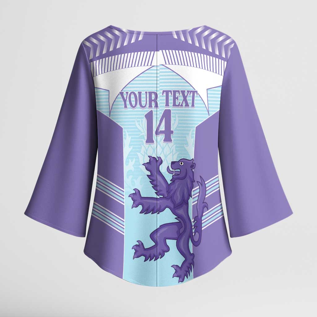 Scotland Football Custom Kimono Sleeve Blouse 2026 Come On Scottish Dragon Thistle Cyan - Wonder Print Shop
