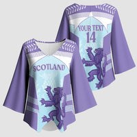 Scotland Football Custom Kimono Sleeve Blouse 2026 Come On Scottish Dragon Thistle Cyan - Wonder Print Shop