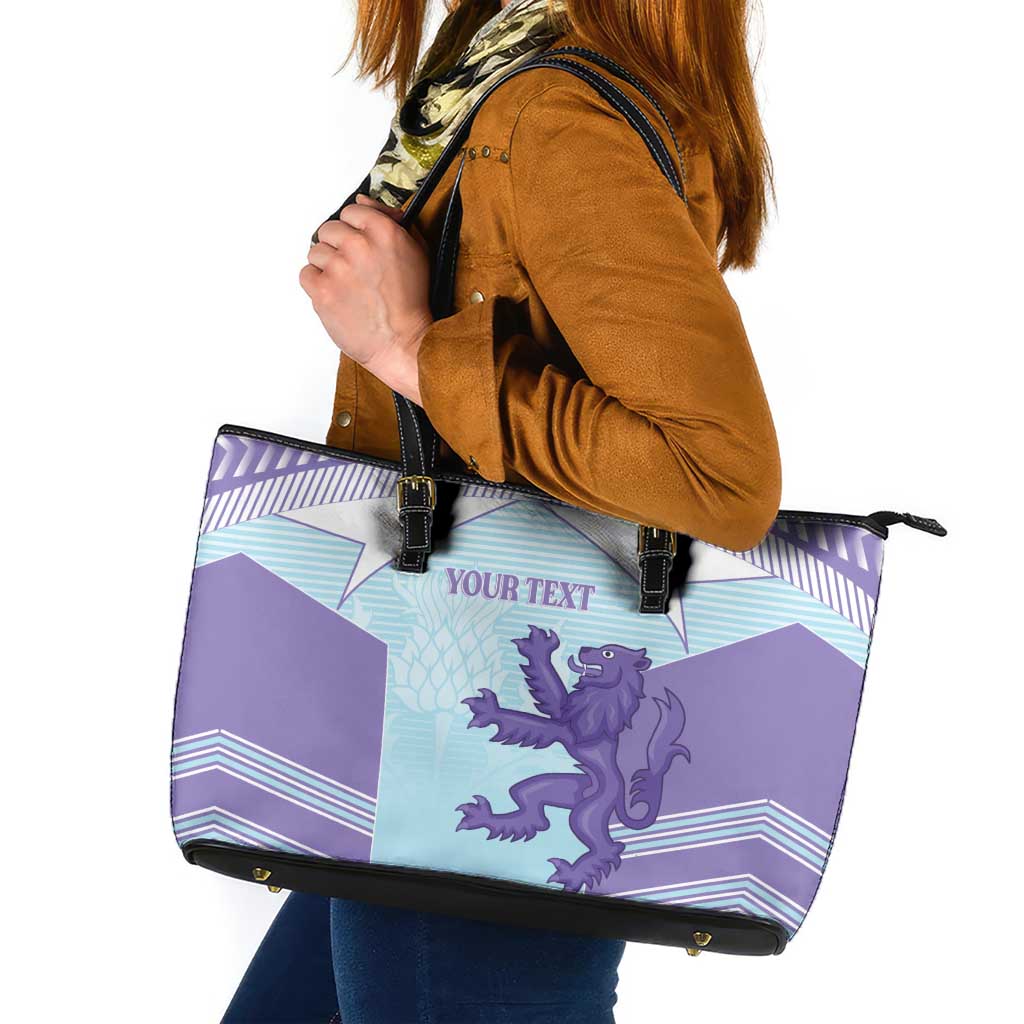 Scotland Football Custom Leather Tote Bag 2026 Come On Scottish Dragon Thistle Cyan - Wonder Print Shop