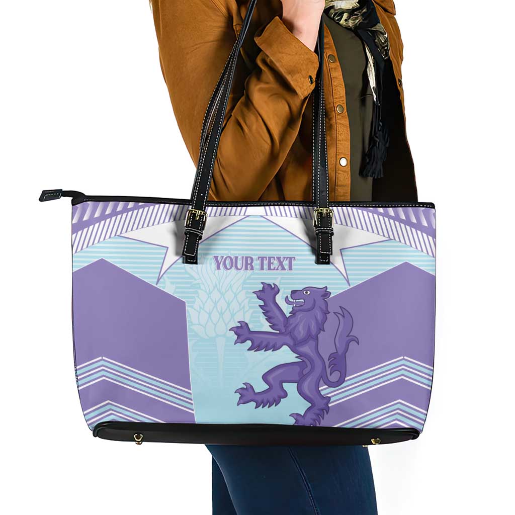 Scotland Football Custom Leather Tote Bag 2026 Come On Scottish Dragon Thistle Cyan - Wonder Print Shop