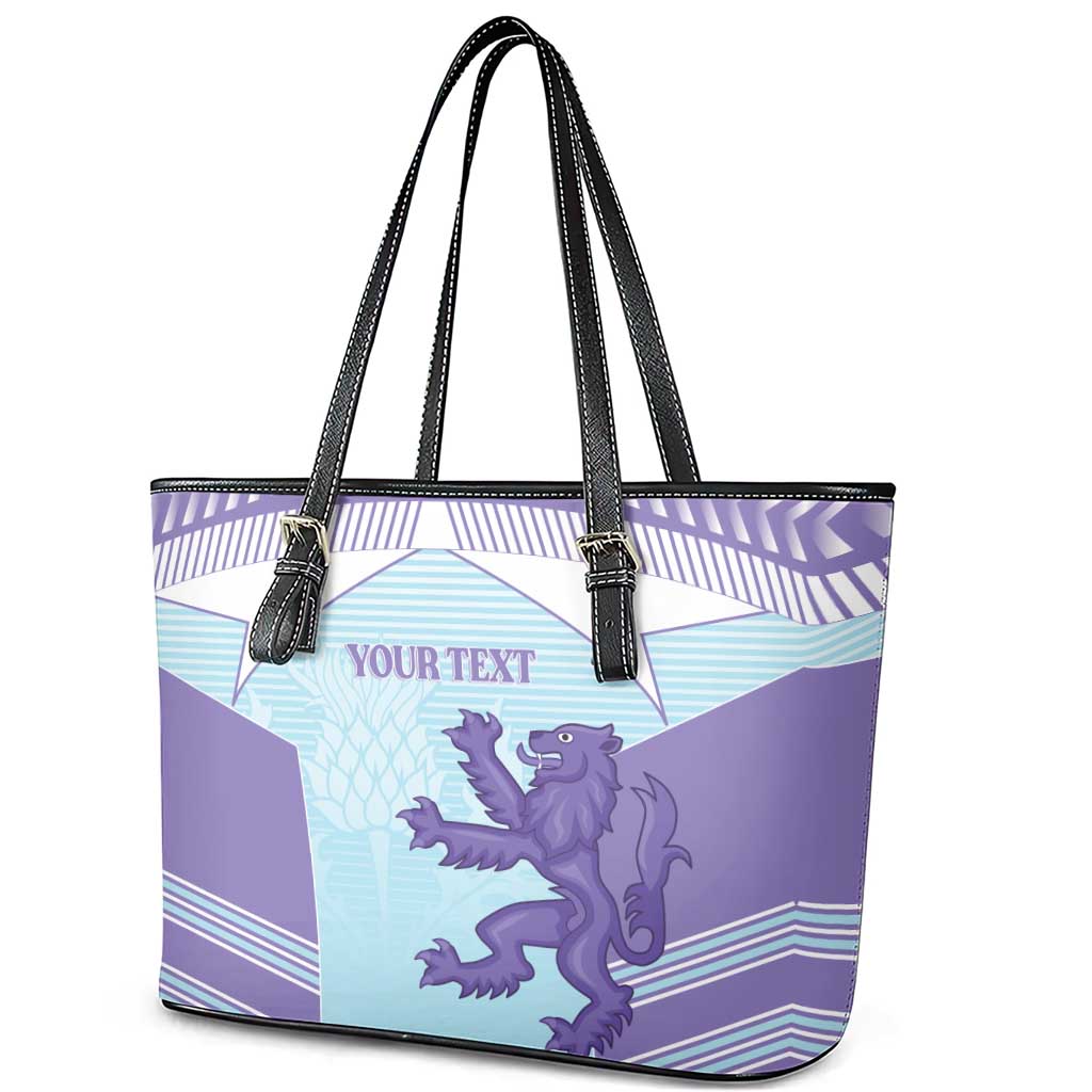 Scotland Football Custom Leather Tote Bag 2026 Come On Scottish Dragon Thistle Cyan - Wonder Print Shop