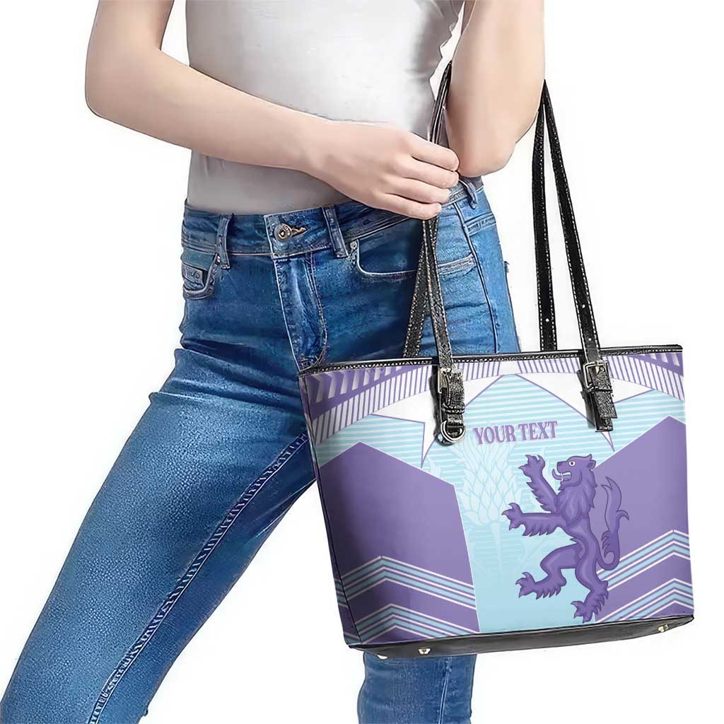 Scotland Football Custom Leather Tote Bag 2026 Come On Scottish Dragon Thistle Cyan - Wonder Print Shop
