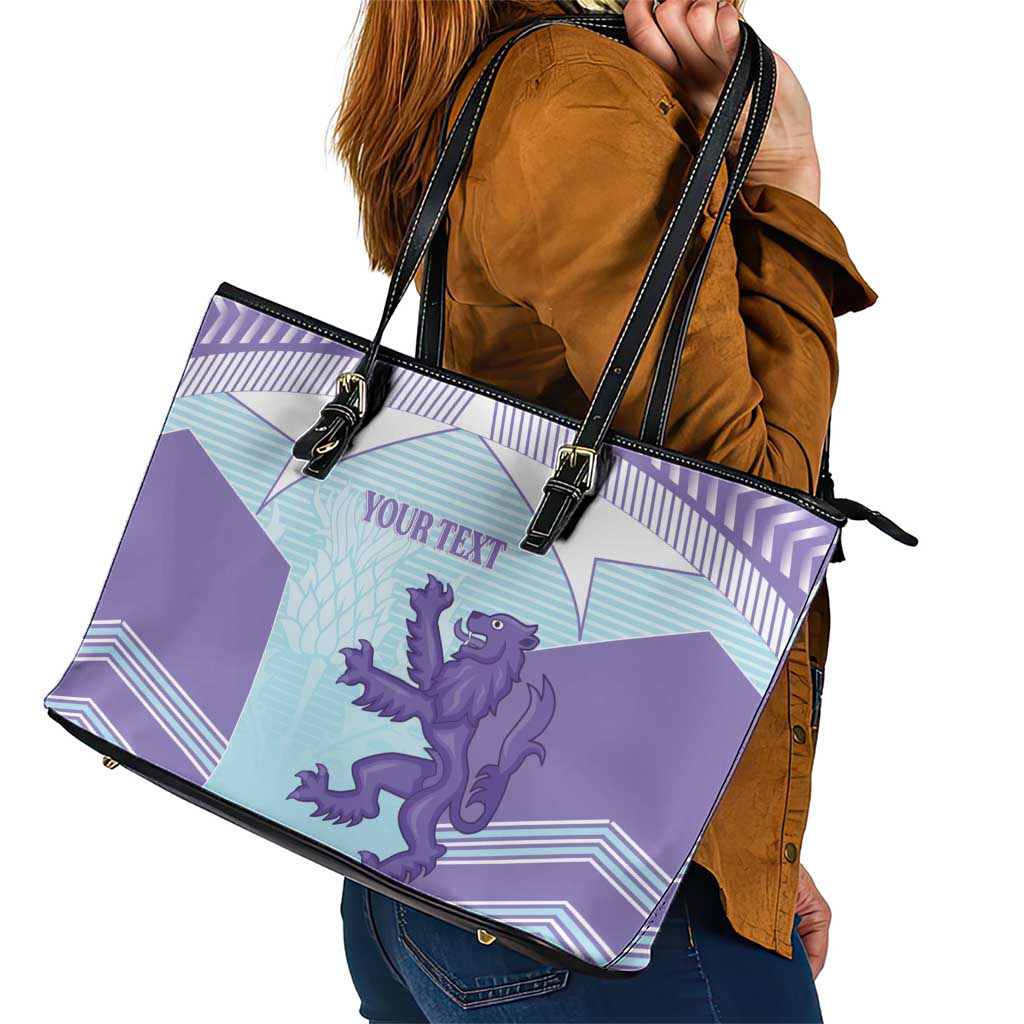 Scotland Football Custom Leather Tote Bag 2026 Come On Scottish Dragon Thistle Cyan - Wonder Print Shop