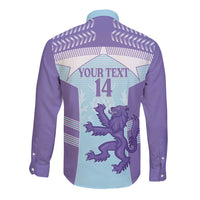 Scotland Football Custom Long Sleeve Button Shirt 2026 Come On Scottish Dragon Thistle Cyan - Wonder Print Shop