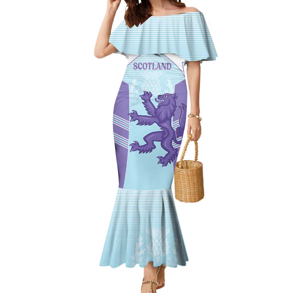 Scotland Football Custom Mermaid Dress 2026 Come On Scottish Dragon Thistle Cyan - Wonder Print Shop