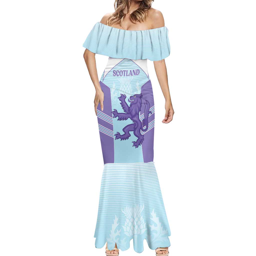 Scotland Football Custom Mermaid Dress 2026 Come On Scottish Dragon Thistle Cyan - Wonder Print Shop