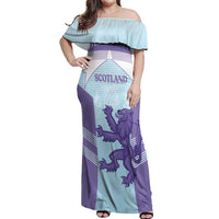 Scotland Football Custom Off Shoulder Maxi Dress 2026 Come On Scottish Dragon Thistle Cyan - Wonder Print Shop