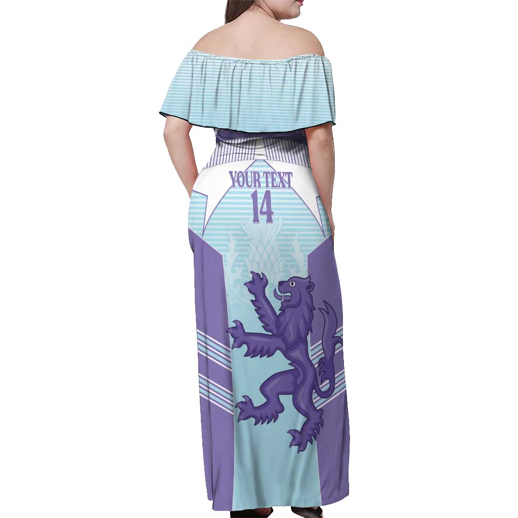 Scotland Football Custom Off Shoulder Maxi Dress 2026 Come On Scottish Dragon Thistle Cyan - Wonder Print Shop