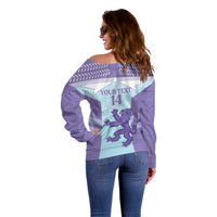 Scotland Football Custom Off Shoulder Sweater 2026 Come On Scottish Dragon Thistle Cyan - Wonder Print Shop